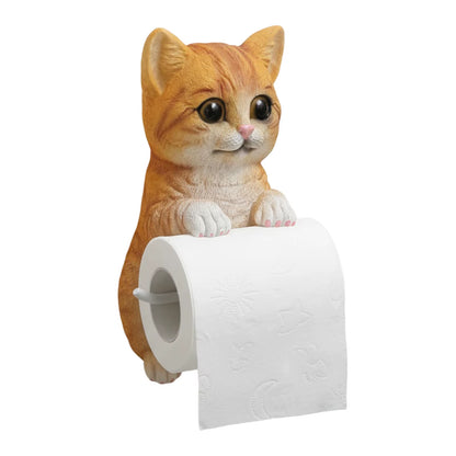 Wall Mount Toilet Paper Roll Holder Decorative Cat Shape Paper Stand Funny Animal Roll Storage Rack Kitchen and Bath