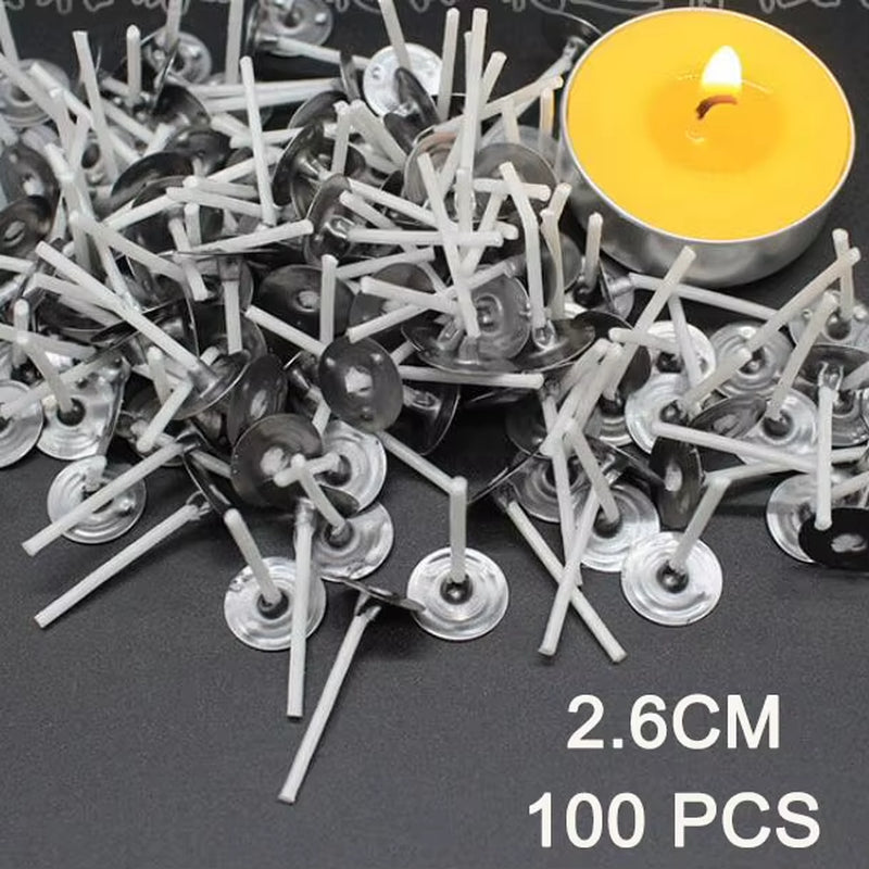 Smokeless Candle Wicks Pre-Waxed Cotton Core Wicks with Metal Sustainer Tabs DIY Handmade Candle Making Tools 