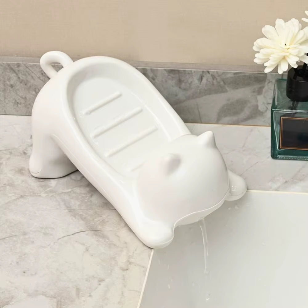 Cat Shape Bathroom Accessories Soap Box Cartoon Soap Dish Plastic Storage Holder Soap Container Storage Dish Household Bath