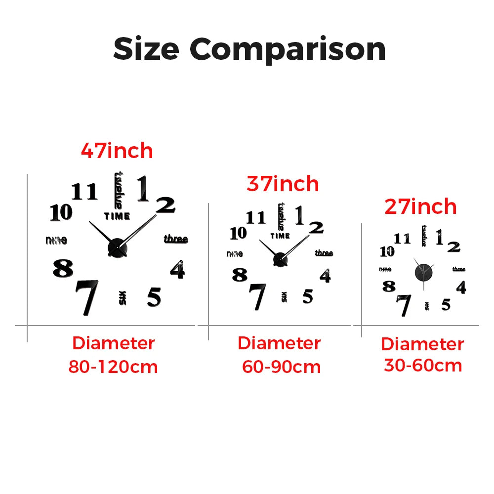 2D/3D Large Roman Numeral Acrylic Mirror Wall Quartz Clocks - Watch Home Decoration 