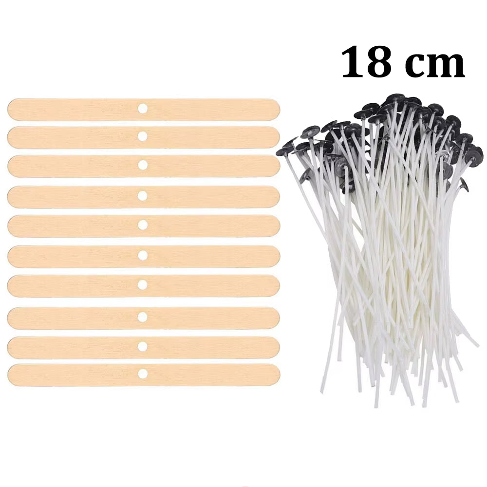 Smokeless Candle Wicks Pre-Waxed Cotton Core Wicks with Metal Sustainer Tabs DIY Handmade Candle Making Tools 