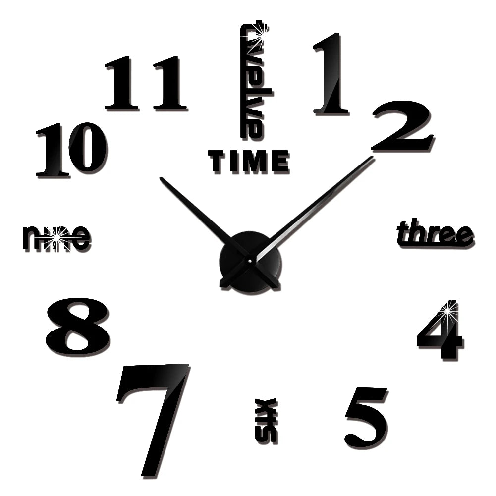 2D/3D Large Roman Numeral Acrylic Mirror Wall Quartz Clocks - Watch Home Decoration 