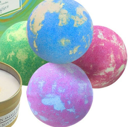 Vegan Organic Bath Bombs and Scented Candles Gift Set Perfect for Bubble & Spa