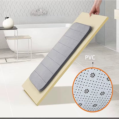 Memory Foam Striped Solid Color Floor Mat Bathroom Non-Slip Absorbent Mat Bathroom Toilet Foot Mat