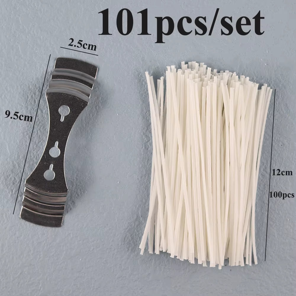 Smokeless Candle Wicks Pre-Waxed Cotton Core Wicks with Metal Sustainer Tabs DIY Handmade Candle Making Tools 
