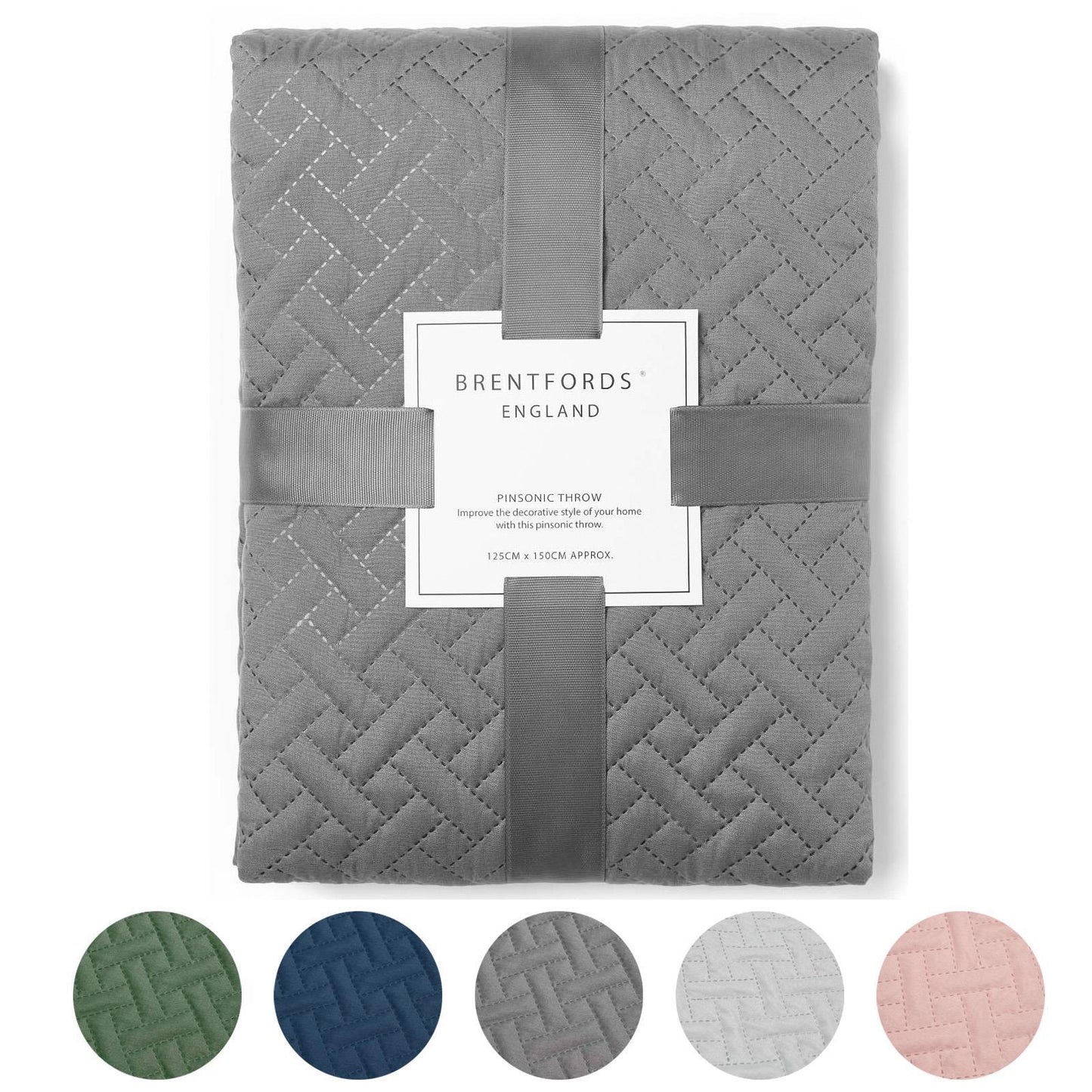Brentfords Geo Quilted Bedspread Blanket Pinsonic Throw Large Sofa Comforter