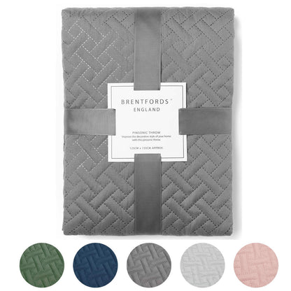 Brentfords Geo Quilted Bedspread Blanket Pinsonic Throw Large Sofa Comforter