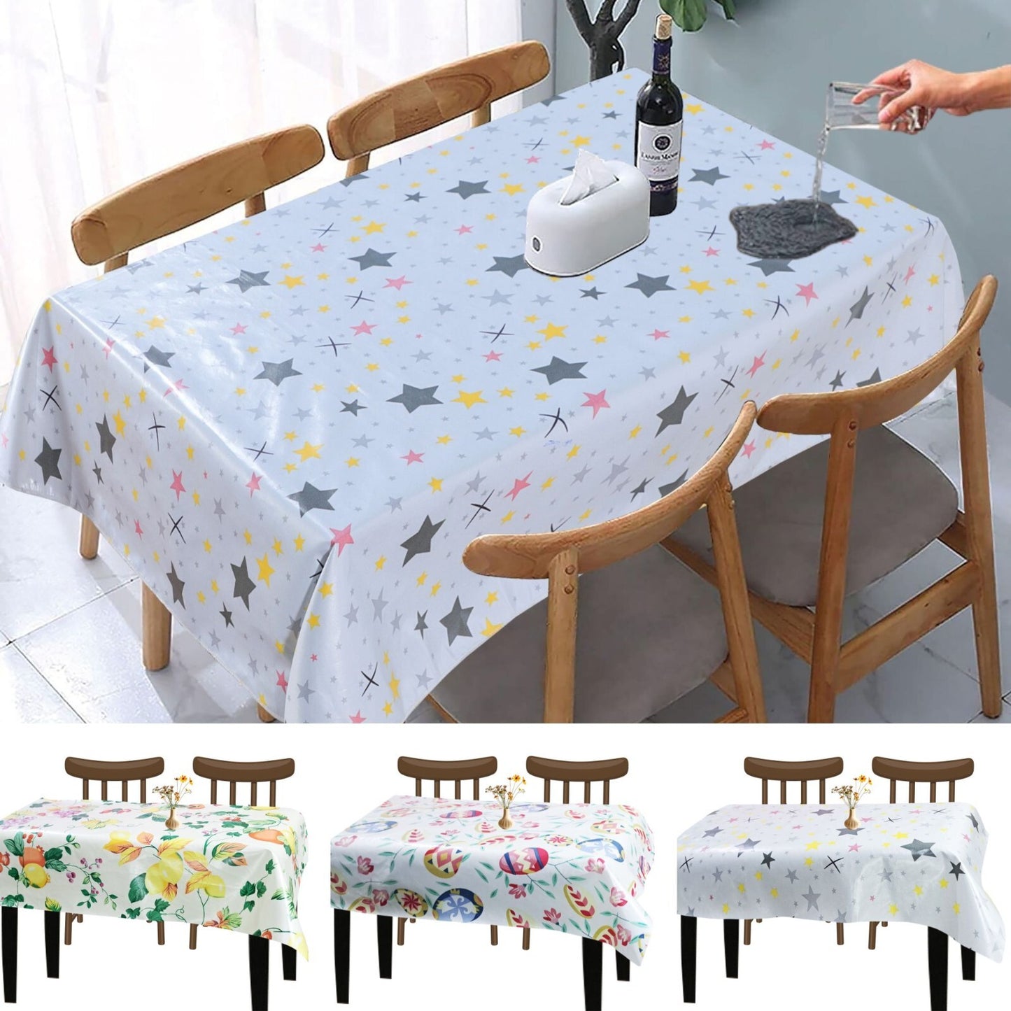 Waterproof Table Cover Sheet Wipe Clean Plastic Cloth Heavy Duty Protector 110Cm