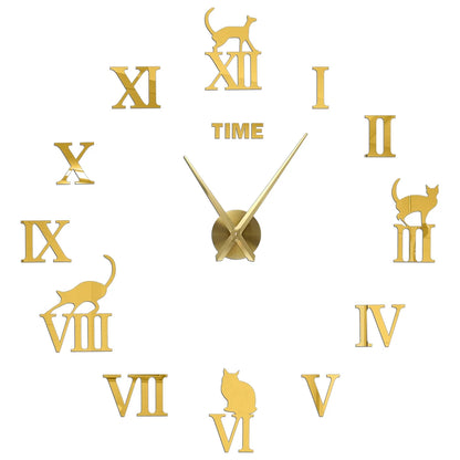 2D/3D Large Roman Numeral Acrylic Mirror Wall Quartz Clocks - Watch Home Decoration 