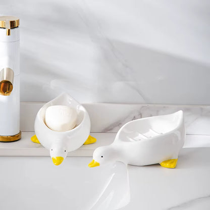 1PC Yellow Duck Shape Soap Box Cartoon Soap Dish Drainable Soap Holder Soap Container Soap Dish for Tray Bathroom Accessories