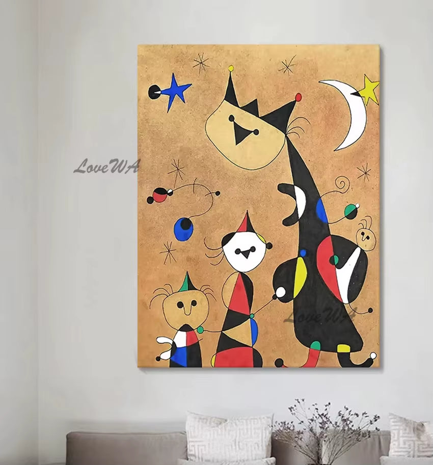 100% Handpainted Geometric Oil Painting Wall Art - Unframe