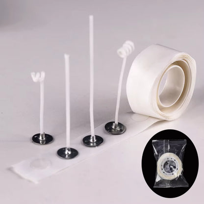 Smokeless Candle Wicks Pre-Waxed Cotton Core Wicks with Metal Sustainer Tabs DIY Handmade Candle Making Tools 