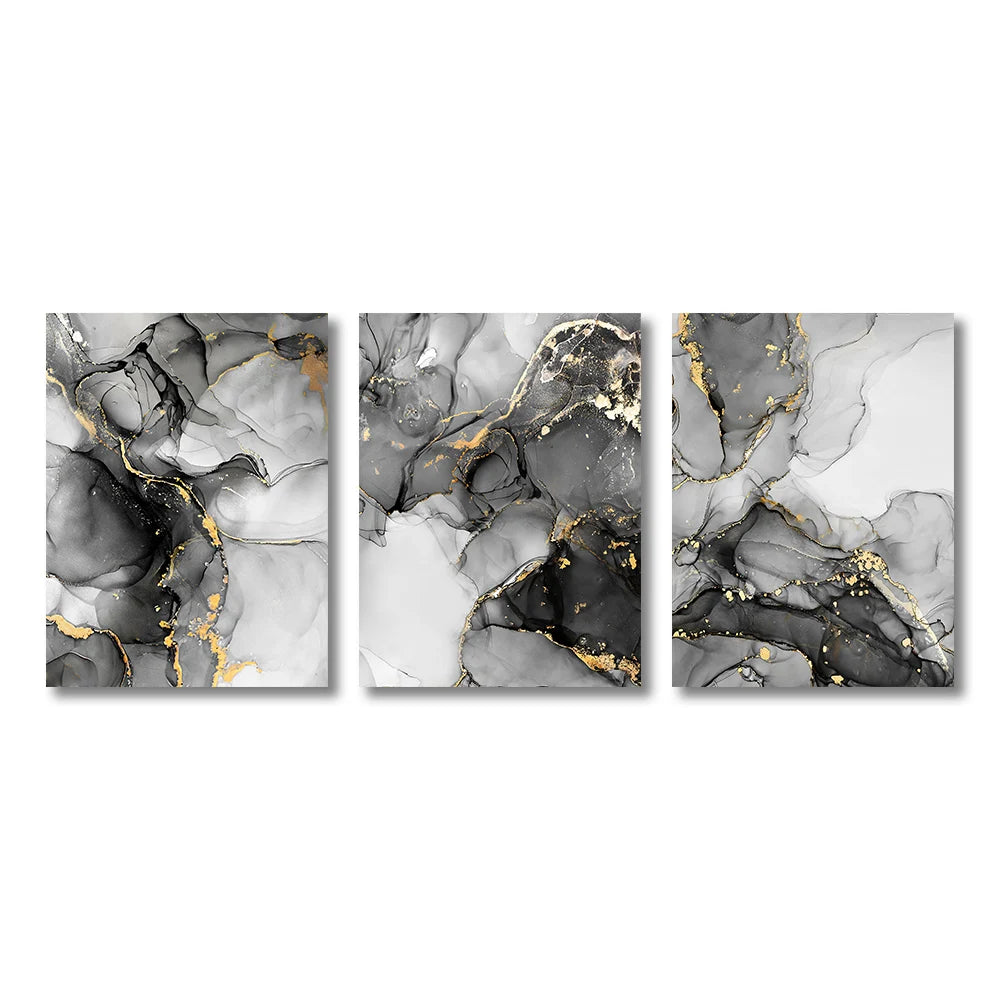 1/3PCS Frameless Abstract Black and White Gold Marble Home Wall Art Canvas Home Decor