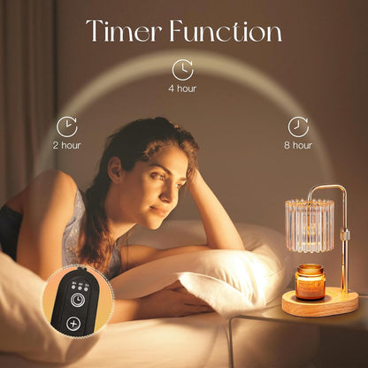 Aesthetic Adjustable Candle Warmer Lamp with Timer & Dimmer - Gold Edition