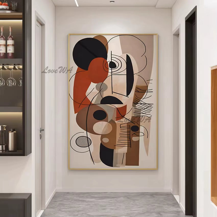 100% Handpainted Geometric Oil Painting Wall Art - Unframe