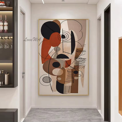 100% Handpainted Geometric Oil Painting Wall Art - Unframe
