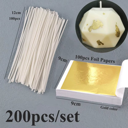 Smokeless Candle Wicks Pre-Waxed Cotton Core Wicks with Metal Sustainer Tabs DIY Handmade Candle Making Tools 