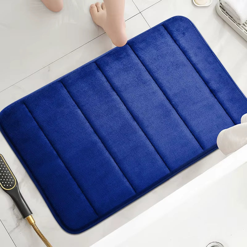 Bathroom Coral Velvet Anti-Skid Mat,Quick Water Absorption,Dry Machine Washing,Toilet Mat,Softcomfortable, Easy Mat Bathroom Use