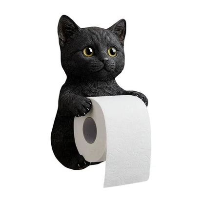 Wall Mount Toilet Paper Roll Holder Decorative Cat Shape Paper Stand Funny Animal Roll Storage Rack Kitchen and Bath