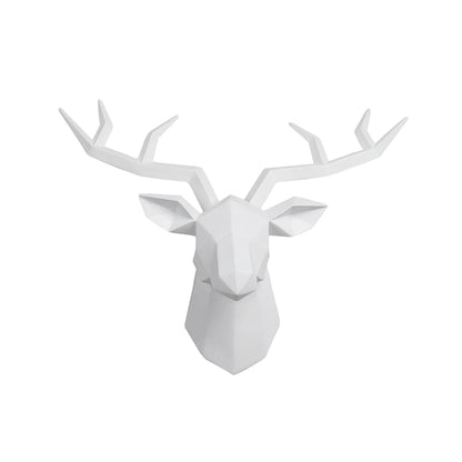 Deer Head Sculpture Animal Statue Figurines Wall Hanging Creative Elk Art Antlers Statuette for Office Decoration Wall Art