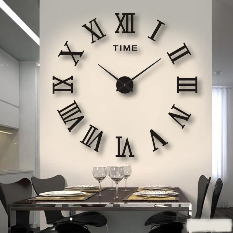 2D/3D Large Roman Numeral Acrylic Mirror Wall Quartz Clocks - Watch Home Decoration 