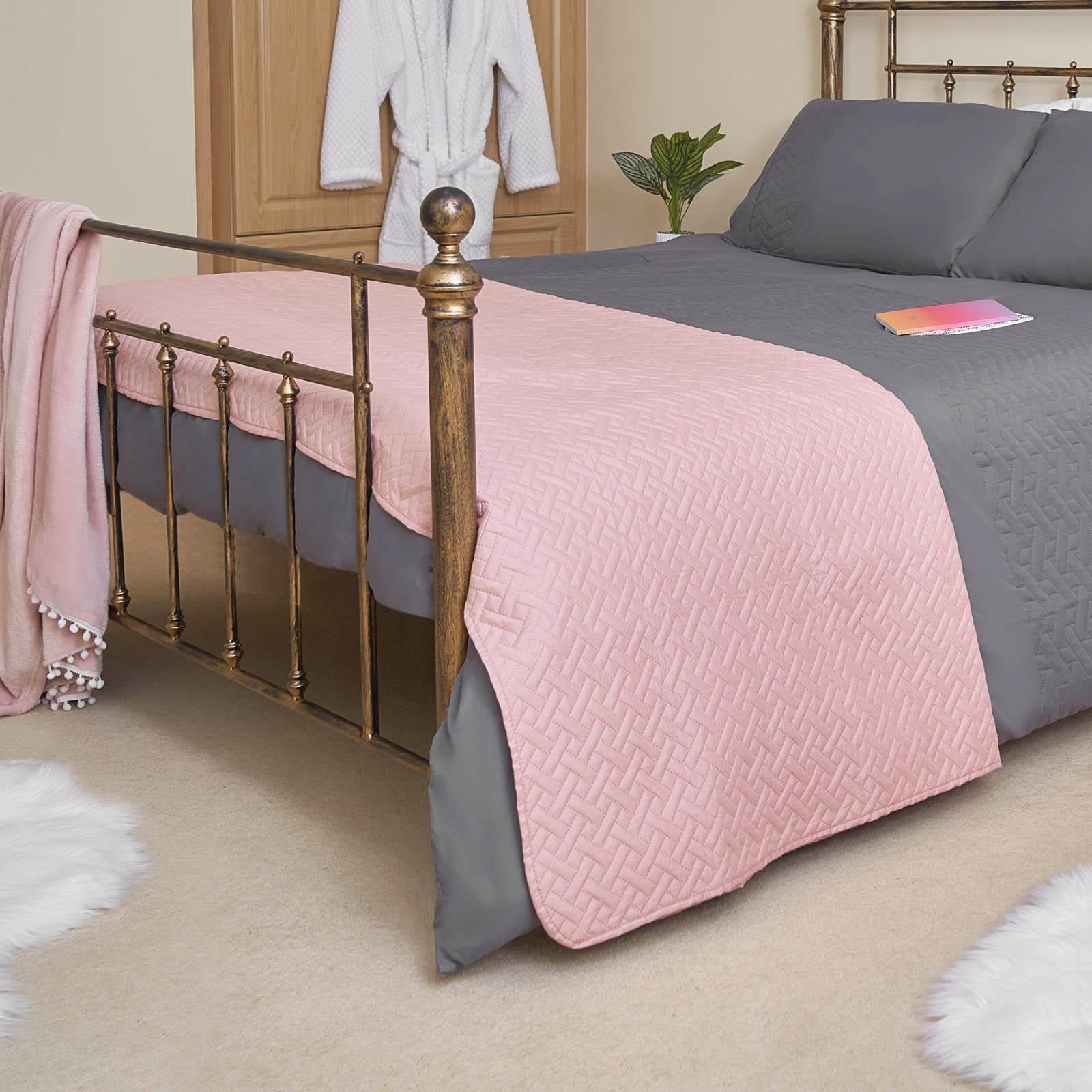 Brentfords Geo Quilted Bedspread Blanket Pinsonic Throw Large Sofa Comforter