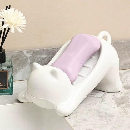 Cat Shape Bathroom Accessories Soap Box Cartoon Soap Dish Plastic Storage Holder Soap Container Storage Dish Household Bath