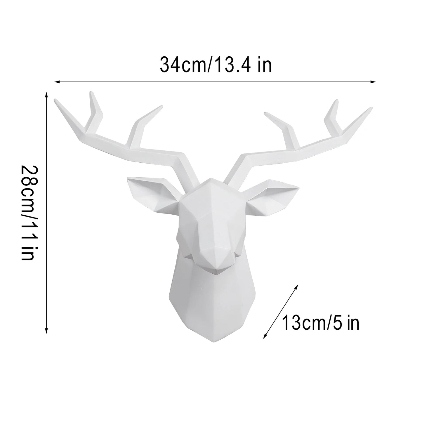 Deer Head Sculpture Animal Statue Figurines Wall Hanging Creative Elk Art Antlers Statuette for Office Decoration Wall Art