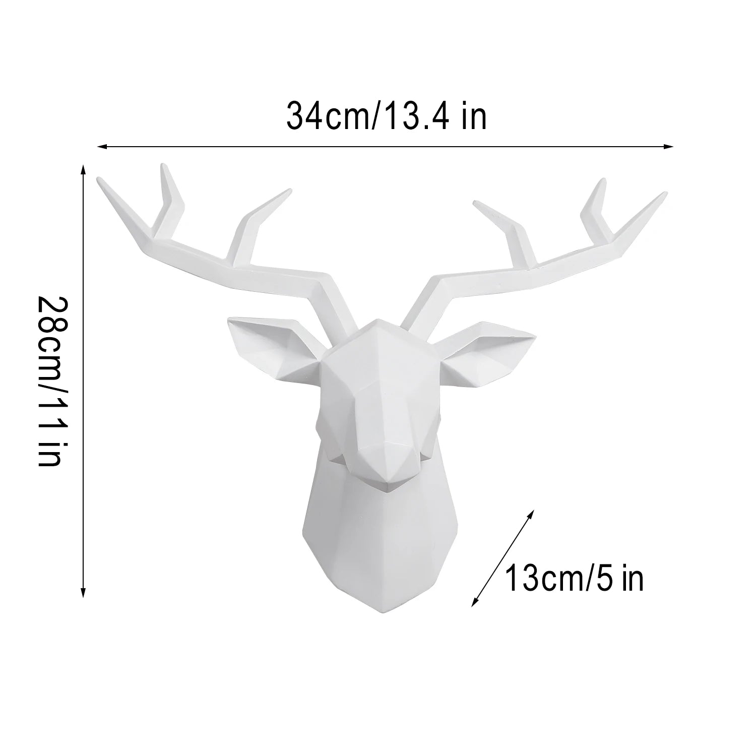 Deer Head Sculpture Animal Statue Figurines Wall Hanging Creative Elk Art Antlers Statuette for Office Decoration Wall Art