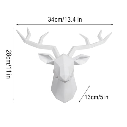 Deer Head Sculpture Animal Statue Figurines Wall Hanging Creative Elk Art Antlers Statuette for Office Decoration Wall Art