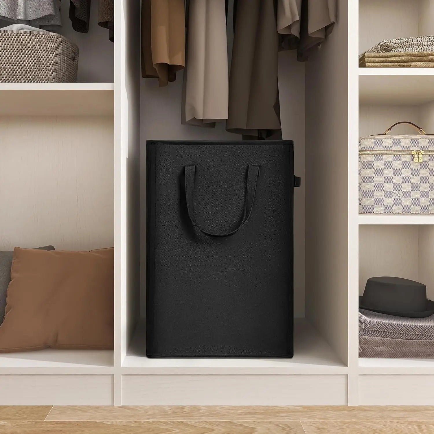 Laundry Basket, Dirty Clothes Basket with Handles, Foldable Laundry Basket for Clothes, Tall Laundry Basket for Laundry Room