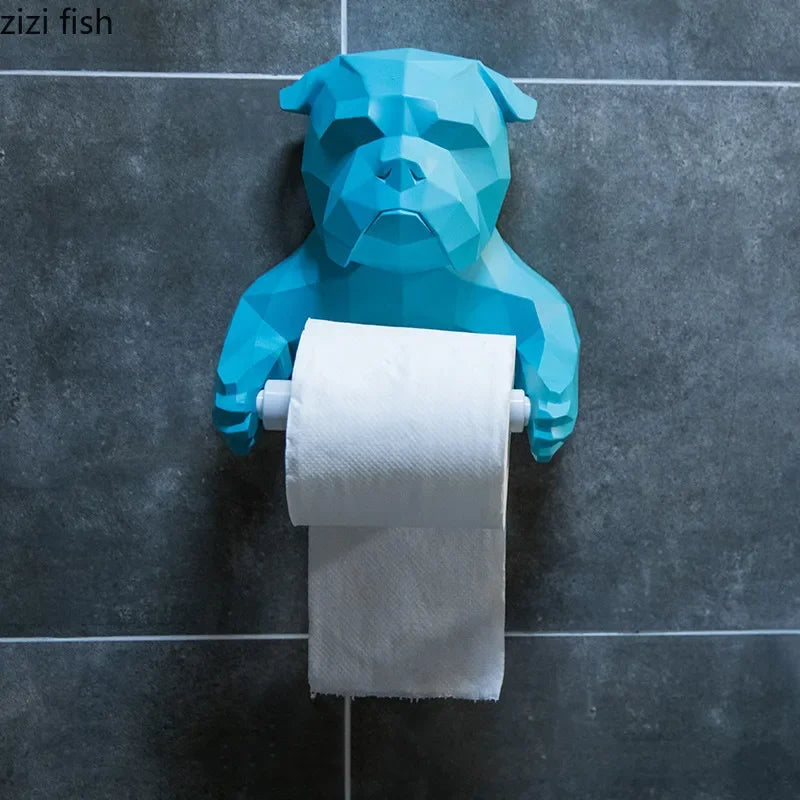 Cute Cat and Dog Tissue Holder Toilet Toilet Free Punch Bathroom Wall-Mounted Creative Toilet Roll Holder