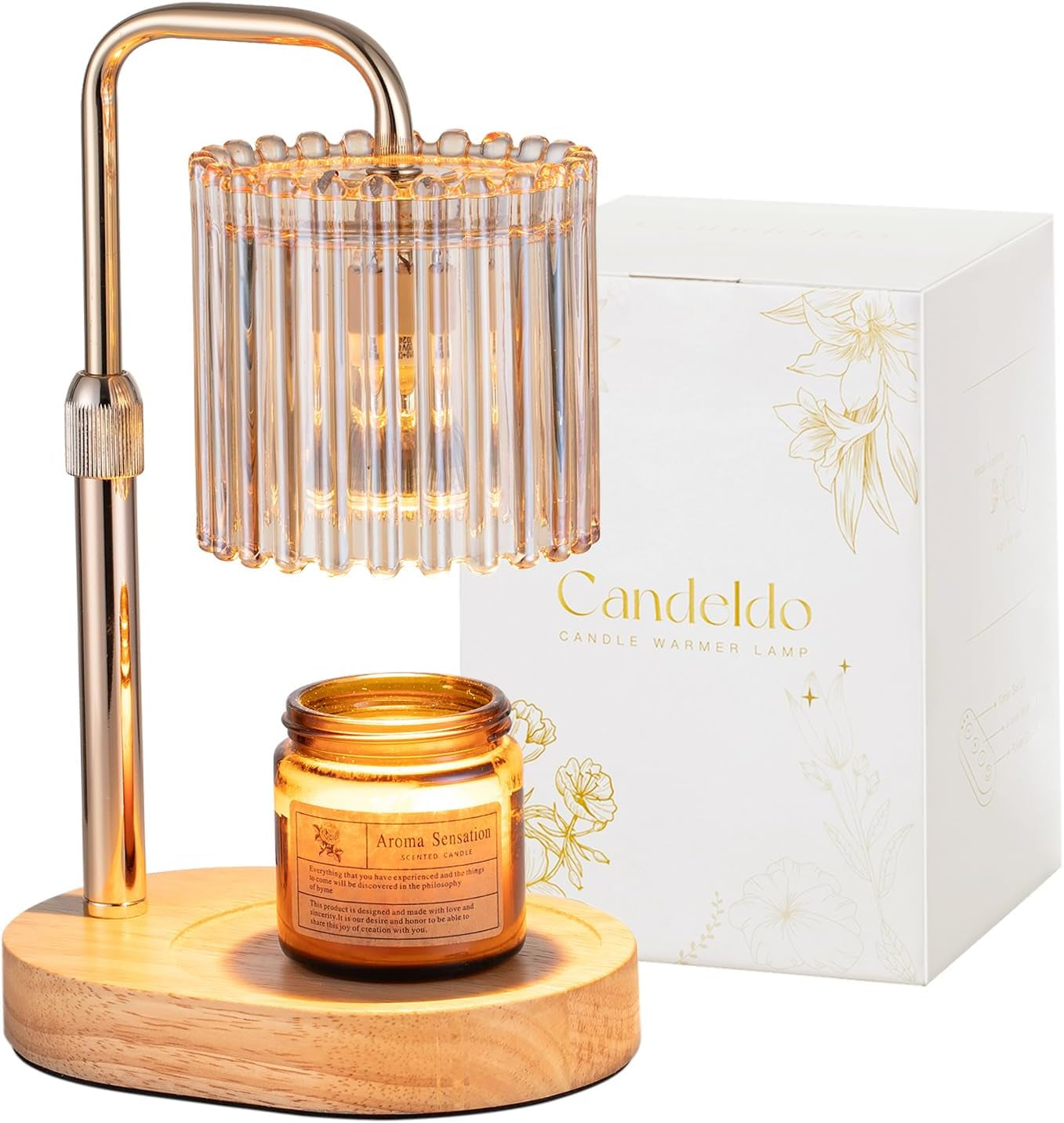 Aesthetic Adjustable Candle Warmer Lamp with Timer & Dimmer - Gold Edition