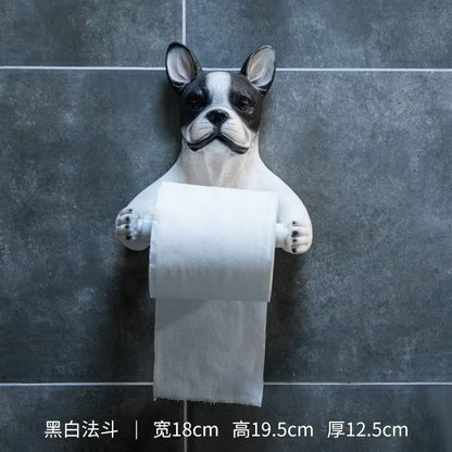 Cute Cat and Dog Tissue Holder Toilet Toilet Free Punch Bathroom Wall-Mounted Creative Toilet Roll Holder