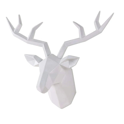 Deer Head Sculpture Animal Statue Figurines Wall Hanging Creative Elk Art Antlers Statuette for Office Decoration Wall Art