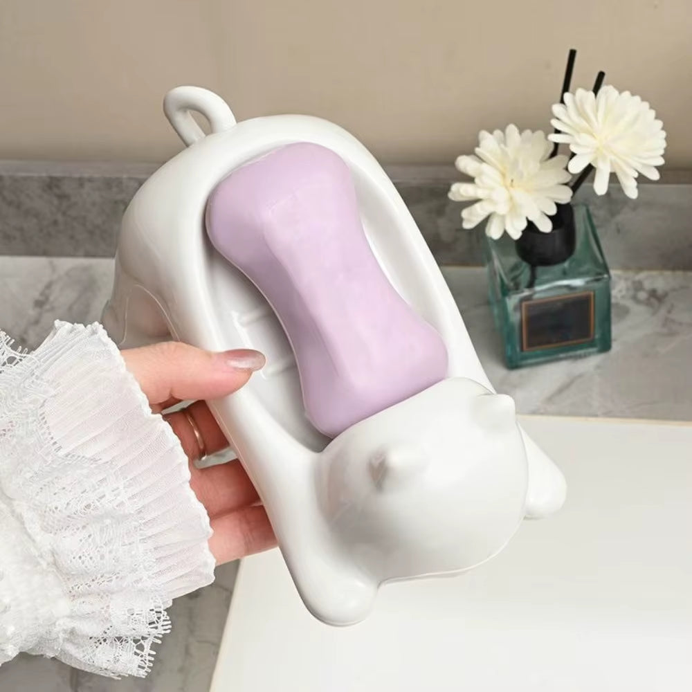 Cat Shape Bathroom Accessories Soap Box Cartoon Soap Dish Plastic Storage Holder Soap Container Storage Dish Household Bath