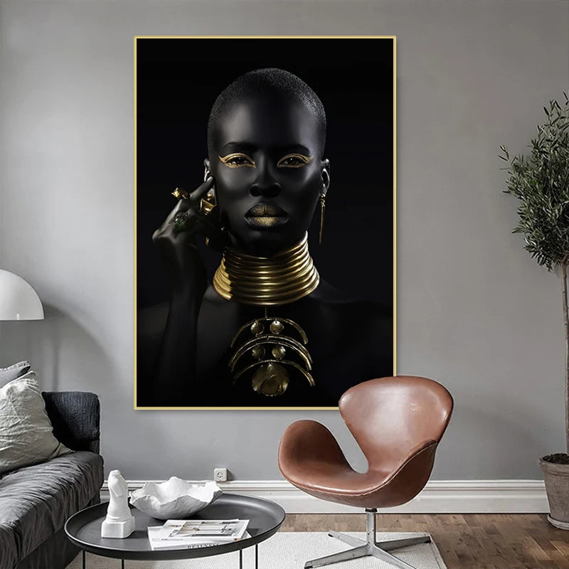 Black and Gold African Woman Poster Home Wall Home Decor