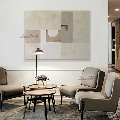 100% Handpainted Geometric Oil Painting Wall Art - Unframe
