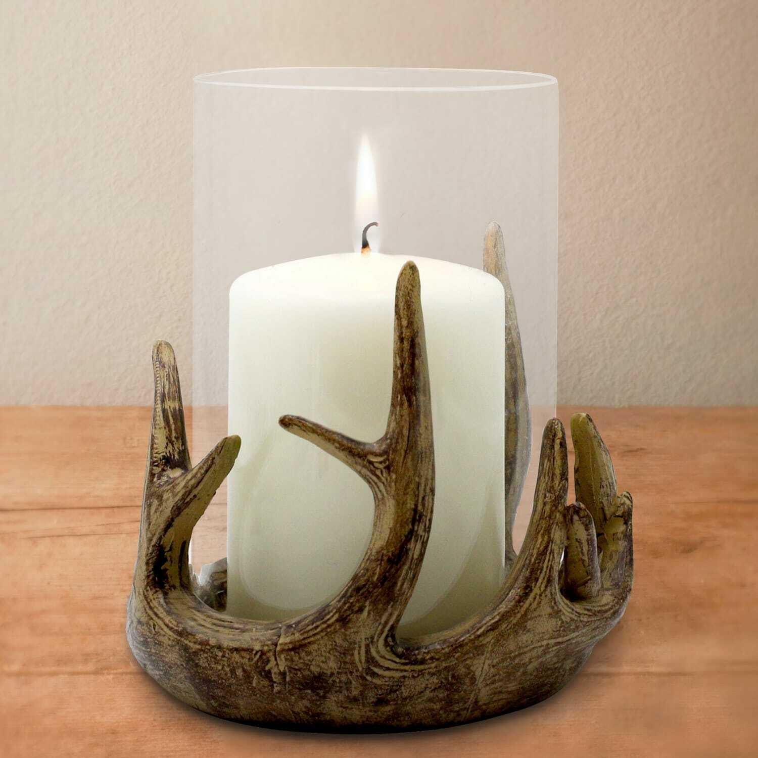Antler Tealight Pillar Glass Candle Tea Light Holder Decoration Gift