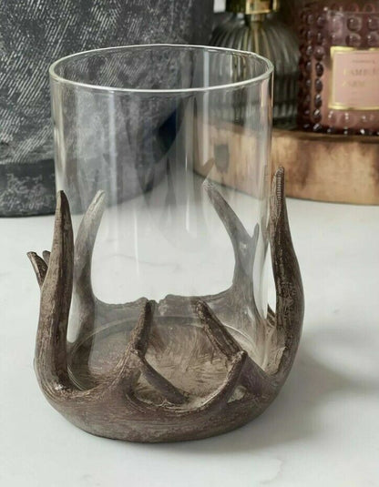 Antler Tealight Pillar Glass Candle Tea Light Holder Decoration Gift