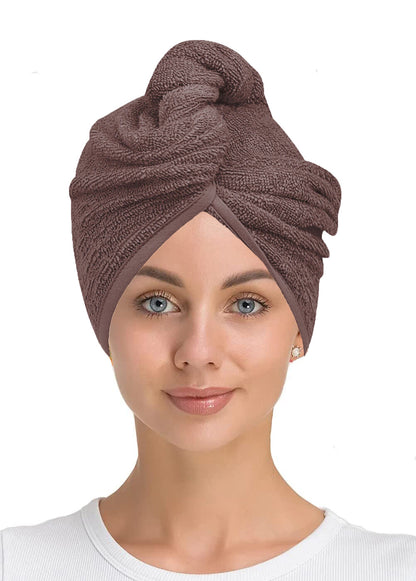 100% Cotton Hair Drying Towel Wrap after Shower Quick Dry Hair Turban Hat Cap UK