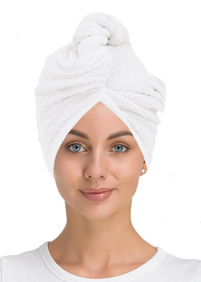 100% Cotton Hair Drying Towel Wrap after Shower Quick Dry Hair Turban Hat Cap UK