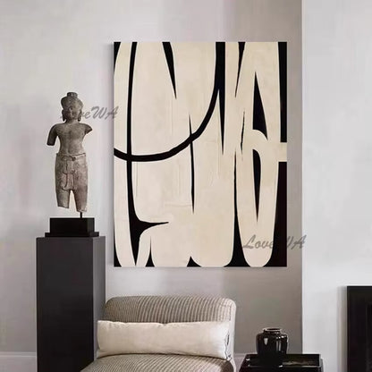100% Handpainted Geometric Oil Painting Wall Art - Unframe