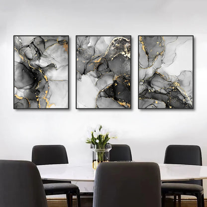 1/3PCS Frameless Abstract Black and White Gold Marble Home Wall Art Canvas Home Decor
