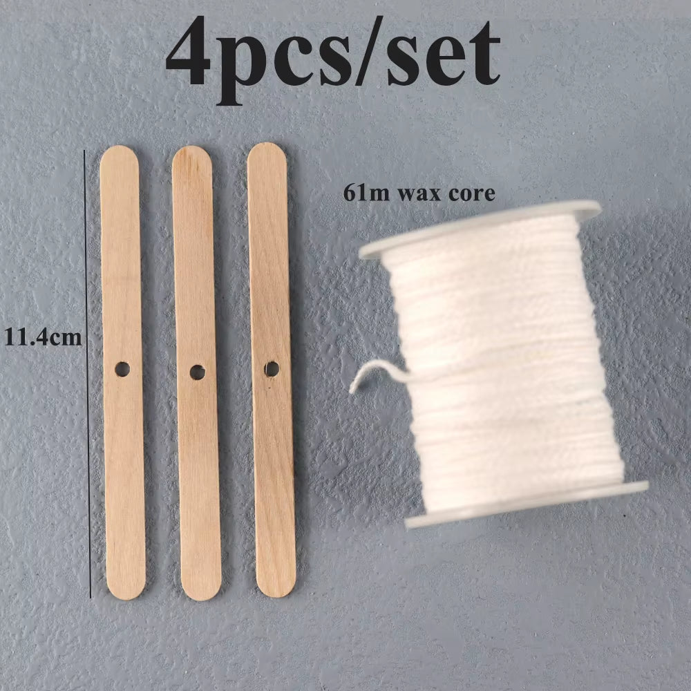 Smokeless Candle Wicks Pre-Waxed Cotton Core Wicks with Metal Sustainer Tabs DIY Handmade Candle Making Tools 