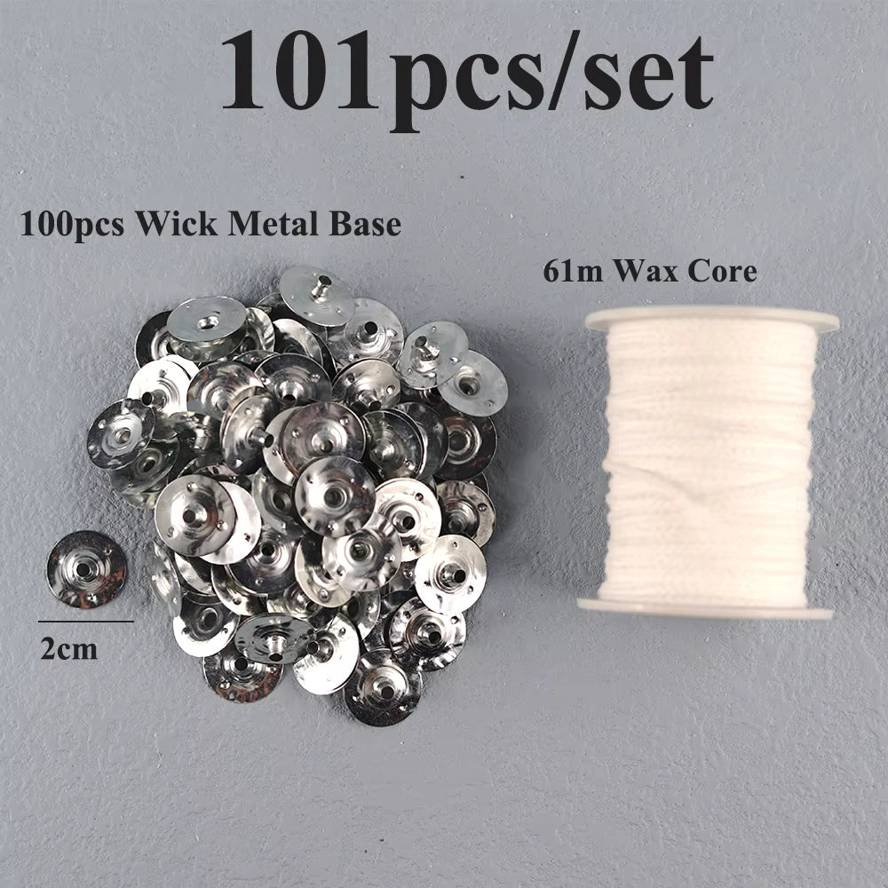 Smokeless Candle Wicks Pre-Waxed Cotton Core Wicks with Metal Sustainer Tabs DIY Handmade Candle Making Tools 