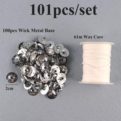Smokeless Candle Wicks Pre-Waxed Cotton Core Wicks with Metal Sustainer Tabs DIY Handmade Candle Making Tools 