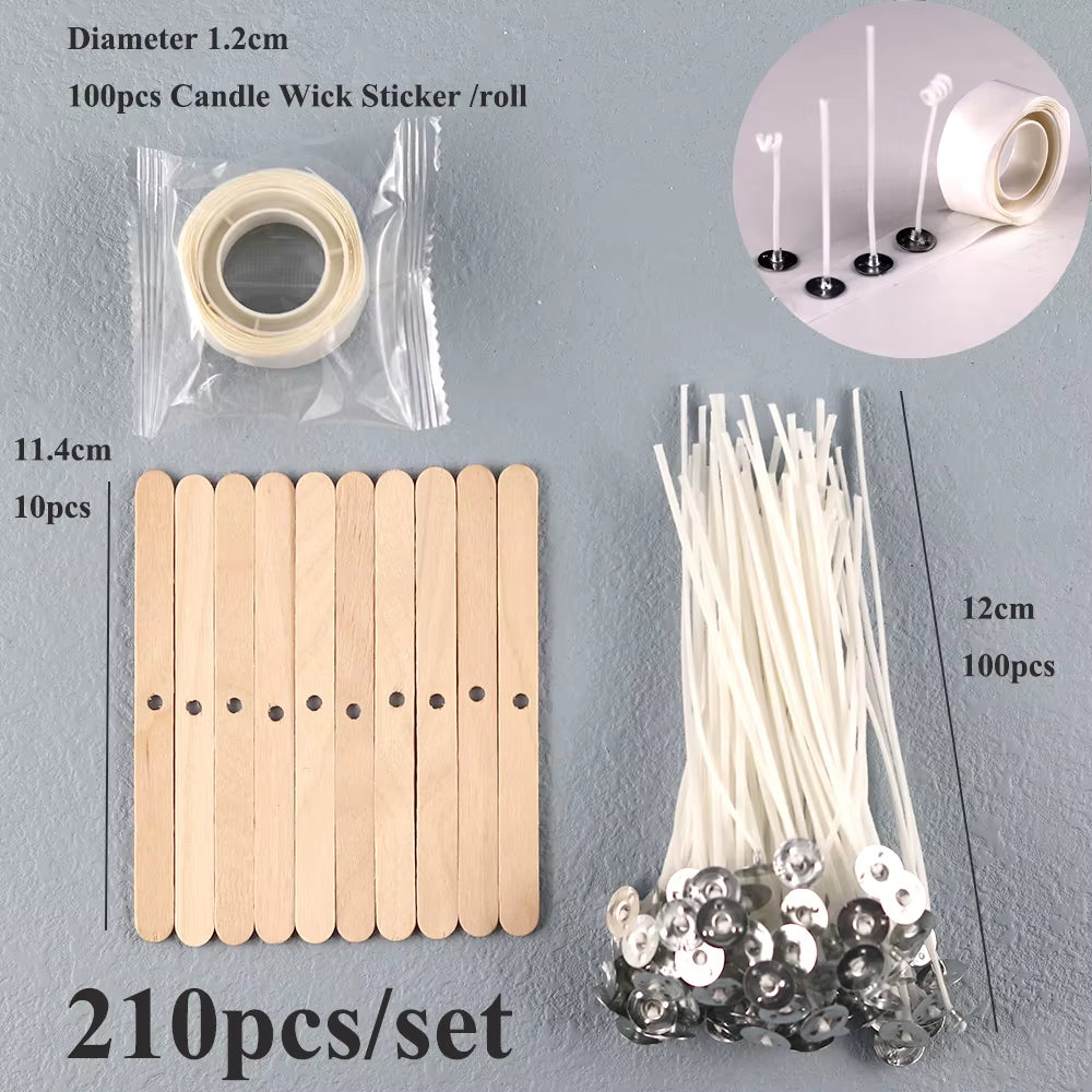 Smokeless Candle Wicks Pre-Waxed Cotton Core Wicks with Metal Sustainer Tabs DIY Handmade Candle Making Tools 