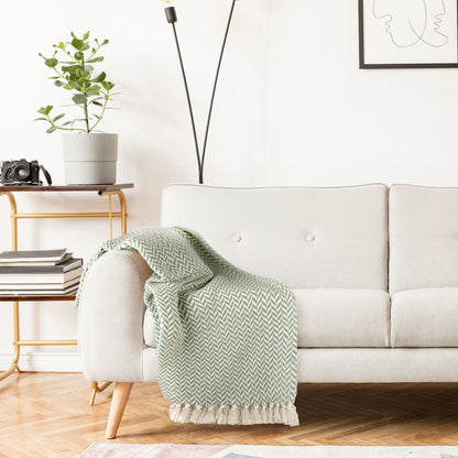 Throw Blanket for Sofas Couch Bed Runner Scandi Woven Soft Cotton Cherokee