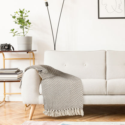 Throw Blanket for Sofas Couch Bed Runner Scandi Woven Soft Cotton Cherokee